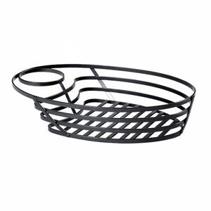 "GET WB-1060-MG Oval Wire Basket w/ (1) Condiment Holder - 9 3/4"" x 6 3/4"", Iron, Metal Gray, Black"