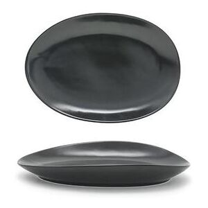 "Front of the House DSP033BKP22 Oval Tides Plate - 8"" x 5 1/2"", Porcelain, Mussel, Black"