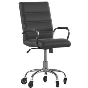 Flash Furniture GO-2286M-BK-RLB-GG Swivel Office Chair w/ Mid Back - Black LeatherSoft Upholstery, Chrome