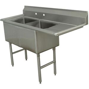 "Advance Tabco FC-2-2424-24R 74 1/2"" 2 Compartment Sink w/ 24""L x 24""W Bowl, 14"" Deep, Stainless Steel"