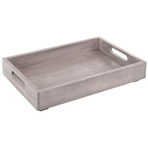 "Cal-Mil 3475-1-110 Aspen Rectangular Room Service Tray w/ Handles - 16"" x 13"", Pine Wood, Gray Wash"