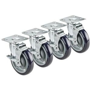 "Krowne 28-120S Heavy Duty Universal Plate Caster, 4 x 4"", Swivel w/ Brake, 500-lb. Capacity/Caster"