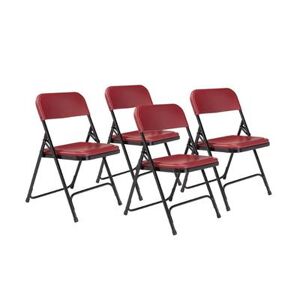 National Public Seating 818 Folding Chair w/ Black Plastic Back & Seat - Steel Frame, Black