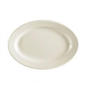 "CAC REC-13 11 1/2"" x 8 1/4"" Oval American White Rolled Edge Platter, REC"