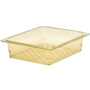 "Cambro 23CLRHP150 H-Pan Colander - Half Size, 3""D, Amber, 4"" Deep, Amber, Polycarbonate, Yellow"