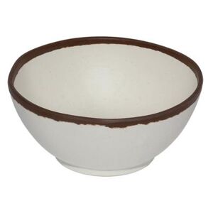 GET B-302-CRM 20 oz Round Melamine Salad Bowl, Cream w/ Brown Trim, White