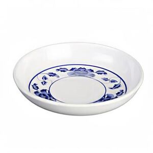 "Thunder Group 1004TB 4 1/2"" Round Lotus Plate - Melamine, White/Blue"