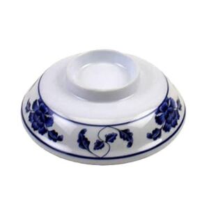 "Thunder Group 3201CTB 5 1/4"" Round Lotus Lid for Noodle Bowl - Melamine, White/Blue"