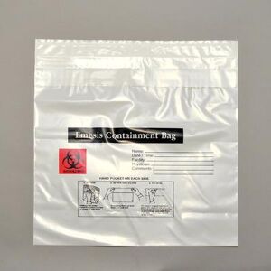 "LK Packaging ECM1010 Emesis Containment Bag - 10 1/4""L x 10 1/4""W x 2 1/2"" LP, 2.4 mil LDPE, Clear"