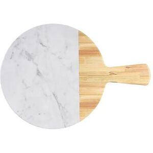 "Elite Global Solutions M12RWM-AWC 12"" Round Sierra Serving Board - Melamine, Faux Alder Wood/ Carrara Marble, Multi-Colored"