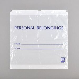 "LK Packaging PB20203DSW Bottom Gusset Personal Belongings Bag w/ Cord string - 20"" x 20"", LDPE, White Opaque"