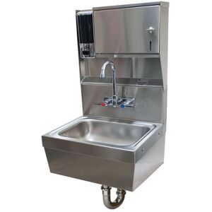 "Advance Tabco 7-PS-85 Wall Mount Commercial Hand Sink w/ 14""L x 10""W x 5""D Bowl, Soap Dispenser, Stainless Steel Skirt, Silver"