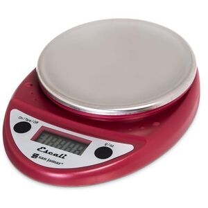 "San Jamar SCDGP11RD Escali 11 lb Round Digital Scale w/ Removable Platform - 6"" x 8 1/2"", Warm Red"