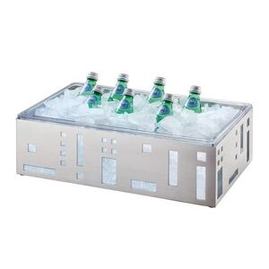 "Cal-Mil 1603-12-55 Rectangular Ice Housing - 21""L x 12 1/2""W x 6 1/2""H, White, Stainless, Silver"