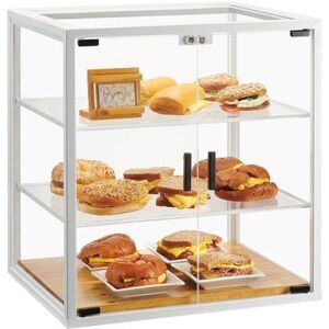 "Cal-Mil 4312-15 Monterey 3 Tier Pastry Display Case w/ Swing Doors - 21""W x 17""D x 23 1/4""H, Acrylic/Steel, White"