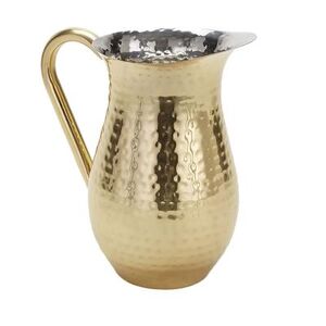 American Metalcraft BWPHG84 84 oz Stainless Steel Bell Pitcher w/ Ice Guard, Hammered Gold Finish