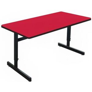 "Correll CSA2448-35 Desk Height Work Station, 1 1/4"" Top, Adjust to 29"", 48"" x 24"", Red/Black"