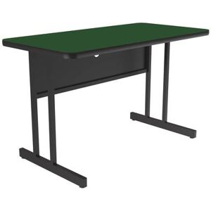 "Correll WS2460-39-09-09 Rectangular Desk Height Work Station, 60""W x 24""D - Green/Black T-Mold"