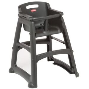 "Rubbermaid FG781408BLA 29 3/4"" Stackable Plastic High Chair w/ Waist Strap, Black"