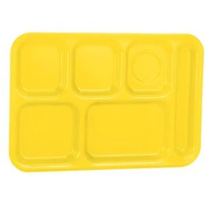 "Vollrath 2015-138 Plastic Rectangular Tray w/ (6) Compartments, 14 3/4"" x 9 7/8"", Bright Yellow"