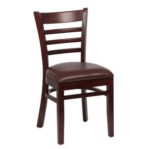 Royal Industries ROY 8001 W BRN Side Chair w/ Ladder Back & Brown Vinyl Seat - Beechwood Frame, Walnut Finish