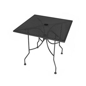 "American Tables & Seating ALM3048 Rectangular Outdoor Table w/ Umbrella Hole - 48"" x 30"", Aluminum, Black"