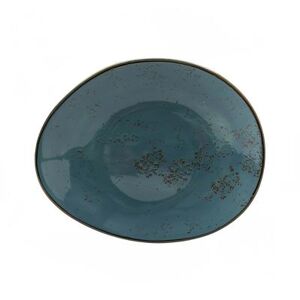 "Tuxton GGE-651 Oblong Elliptical Artisan Geode Plate - 10"" x 8 1/4"", Porcelain, Azure, Blue"