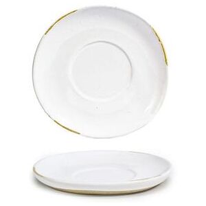 "Front of the House DCS070WHP23 4 1/2"" Round Artefact Saucer - Porcelain, White"