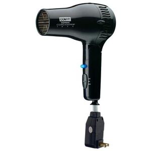 Conair Hospitality 169BIW Folding Hair Dryer w/ Cool Shot Button - (2) Heat/Speed Settings, Black, 1875 W