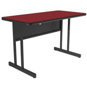 "Correll WS2448-35-09-09 Rectangular Desk Height Work Station, 48""W x 24""D - Red/Black T-Mold"