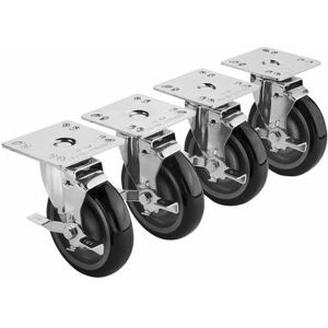 "Krowne 28-107S 4 Piece Universal Plate Caster Set w/ 5"" Wheel, 4 x 4"""