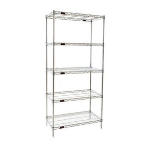 Eagle Group S5-86-1836Z Wire Shelving Starter Unit - (5) 18x36"" Shelf, 86"" Post, Zinc, Gray"