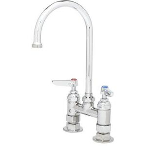 "T&S B0325 Deck Mount Faucet - 6"" Swivel Gooseneck Spout, 4"" Centers"