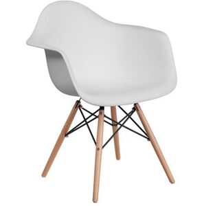 Flash Furniture FH-132-DPP-WH-GG Alonza Contoured Armchair w/ White Plastic Seat & Wood Base