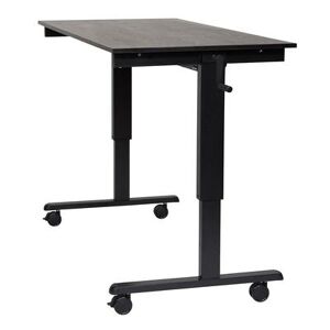 Luxor Furniture "Luxor STANDCF60-BK/BO 60"" Adjustable Standing Desk - Black Frame, Black Oak Tabletop"