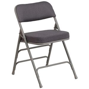 Flash Furniture AW-MC320AF-GRY-GG Folding Chair w/ Gray Fabric Back & Seat - Steel Frame, Gray, Triple Braced, Double Hinged