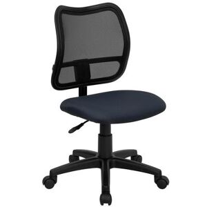 Flash Furniture WL-A277-NVY-GG Swivel Task Chair w/ Mid Back - Black Mesh Back & Navy Blue Fabric Seat