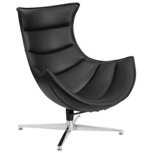 Flash Furniture ZB-31-GG Retro Swivel Cocoon Arm Chair - LeatherSoft Upholstery, Black