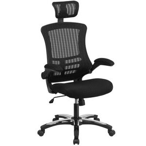 Flash Furniture BL-X-5H-GG Swivel Office Chair w/ High Back - Black Mesh Back & Seat