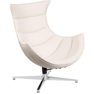 Flash Furniture ZB-32-GG Retro Swivel Cocoon Arm Chair - LeatherSoft Upholstery, White