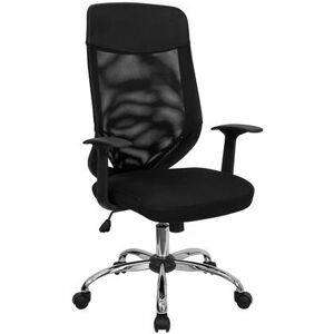 Flash Furniture LF-W952-GG Swivel Office Chair w/ High Back - Black Mesh Back & Seat