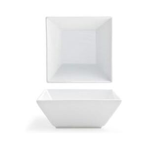 "Front of the House DBO034WHP13 17 oz Square Kyoto Bowl - 5 1/2"" x 5 1/2"", Porcelain, White"