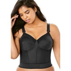 Plus Size Women's Front-Close Wireless Longline Posture Bra by Exquisite Form in Black (Size 40 DD)