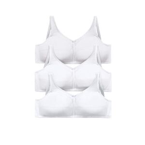 Plus Size Women's 3-Pack Cotton Wireless Bra by Comfort Choice in White Pack (Size 48 B)