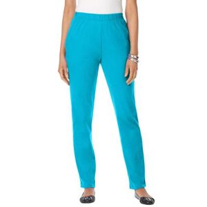 Plus Size Women's Straight-Leg Soft Knit Pant by Roaman's in Ocean (Size 6X) Pull On Elastic Waist