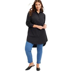 Plus Size Women's Poplin La Vie Max Tunic by June+Vie in Black (Size 14/16)