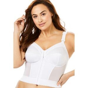 Plus Size Women's Front-Close Wireless Longline Posture Bra by Exquisite Form in White (Size 44 B)