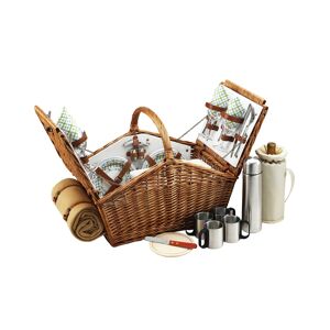 Picnic at Ascot Huntsman English-Style Picnic, Coffee Basket for 4 with Blanket - Jade