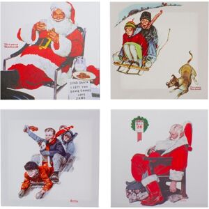 Northlight Norman Rockwell Classic Christmas Scene Canvas Prints, Set of 4 - White