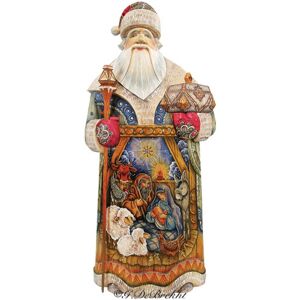 G.DeBrekht Woodcarved and Hand Painted Nativity Hand Painted Santa Claus Figurine - Multi